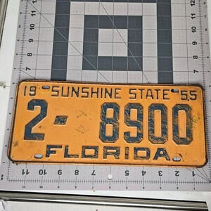 1955 Florida Vintage License Plate 2 -8900 RARE / Original